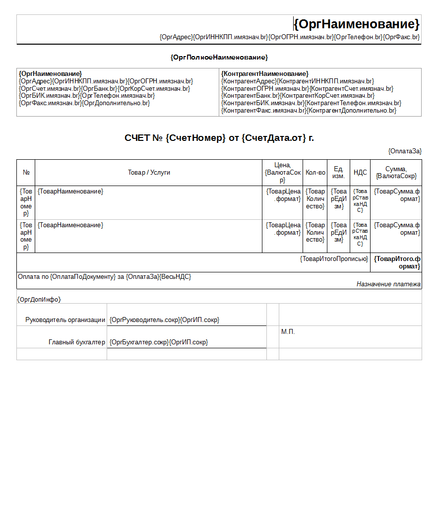 Создание новой печатной формы